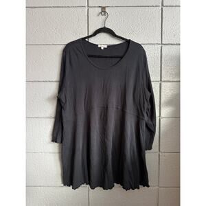 Kleen Seamed 3/4 Sleeve Black Blouse Lettuce Hem size 1X